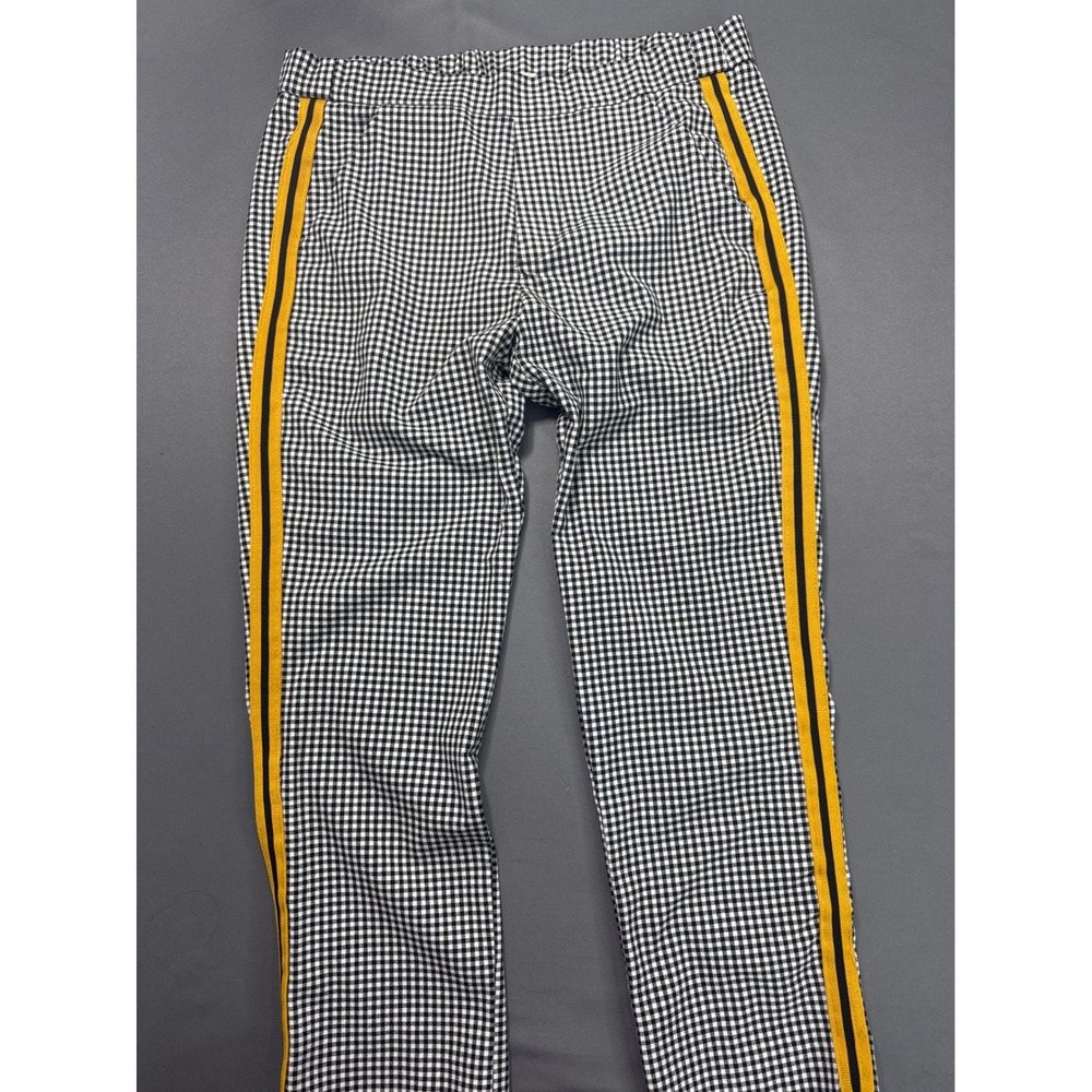 Zara Kids Gingham Check Pants Black White Yellow Stripe Size 11/12 152cm